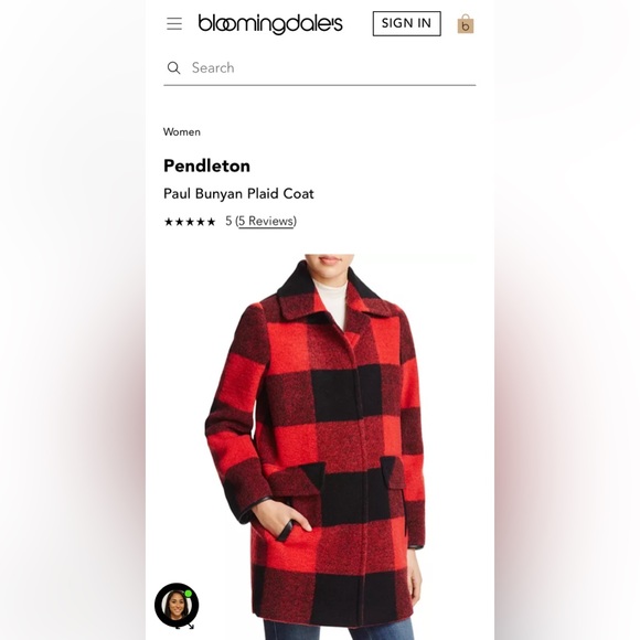 NWOT Pendleton Red and Black Check Wool Coat - Picture 4 of 7